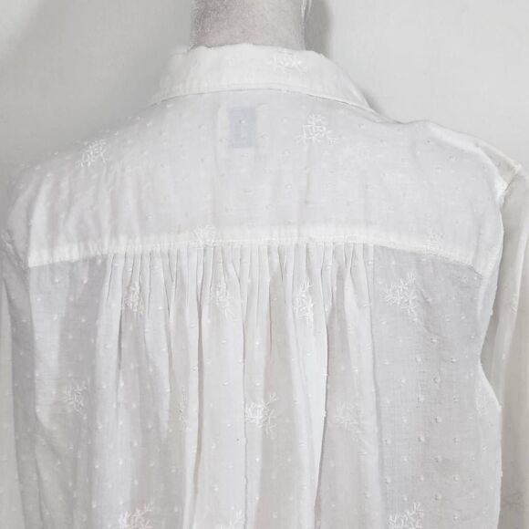 Gap White Cotton Blouse with Swiss Dot and Floral Pattern Size Small - Picture 6 of 9